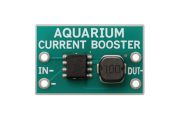 Aquarium current booster circuit board electronics on transparent background