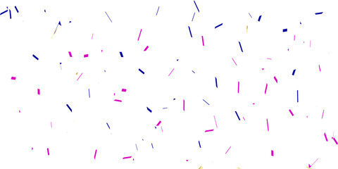 Scattered confetti in shades of pink blue and  falling creating a festive and celebratory atmosphere visually appealing White Background.