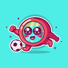 happy hygrometer character mascot playing football isolated cartoon