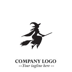 Fototapeta premium Mystical Black Witch Logo Symbol on White Background for Modern Magical Branding Design Effects