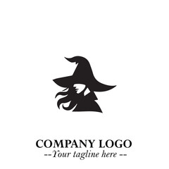 Mystical Black Witch Logo Symbol on White Background for Modern Magical Branding Design Effects
