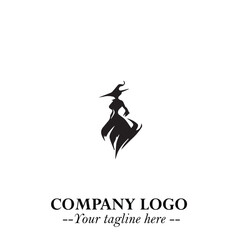 Mystical Black Witch Logo Symbol on White Background for Modern Magical Branding Design Effects