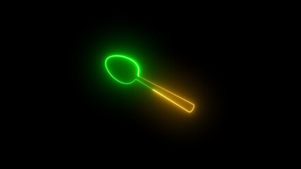 A icon of a neon effect spoon, icon, silhouette, spoon, glowing , Generative art.