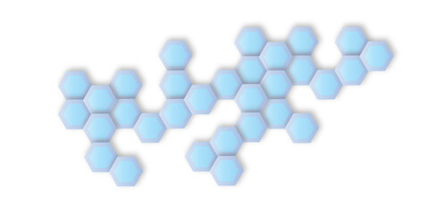 abstract colorful hexagon texture pattern design.3d render of honeycomb white background abstract wall decorative in the bath copy space, technology, data	