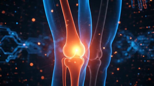 Human Knee Joint Pain and Inflammation, Medical X-Ray Scan of Leg Bones, Osteoarthritis and Injury Concept.