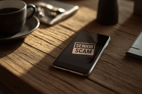 Smartphone showing senior scam message on screen