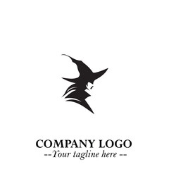 Mystical Black Witch Logo Symbol on White Background for Modern Magical Branding Design Effects
