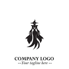 Mystical Black Witch Logo Symbol on White Background for Modern Magical Branding Design Effects