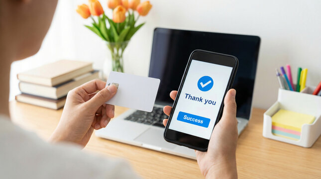 Successful Online Payment with Credit Card and Smartphone