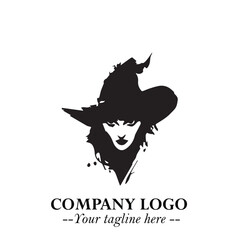 Mystical Black Witch Logo Symbol on White Background for Modern Magical Branding Design Effects