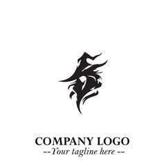 Mystical Black Witch Logo Symbol on White Background for Modern Magical Branding Design Effects