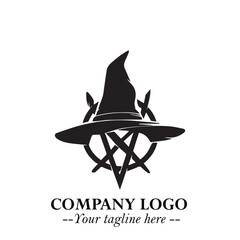 Mystical Black Witch Logo Symbol on White Background for Modern Magical Branding Design Effects