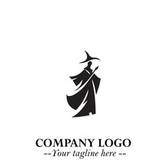 Mystical Black Witch Logo Symbol on White Background for Modern Magical Branding Design Effects