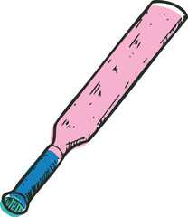 cricket bat sports item hand drawn illustration
