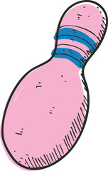 bowling pin sports item hand drawn illustration
