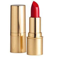 Obraz premium Gold casing red lipstick isolated on transparent background