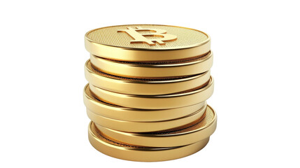 Stacked gold coins isolated on white background