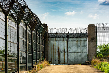 Airport barbed wire fence, barbed wire