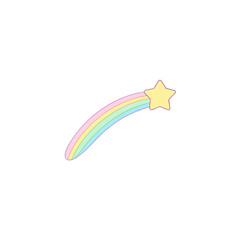Rainbow with a yellow star on transparent background