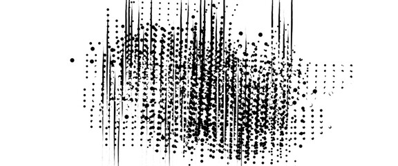 Abstract black spots, splashes and dotted paint marks on a white background. Abstract black and white brush strokes on a canvas with Black ink texture