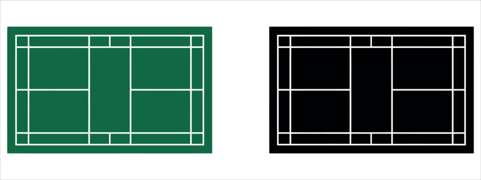 Ready for a match, two badminton court designs in classic green and bold black for your athletic project layouts and sports marketing campaign.