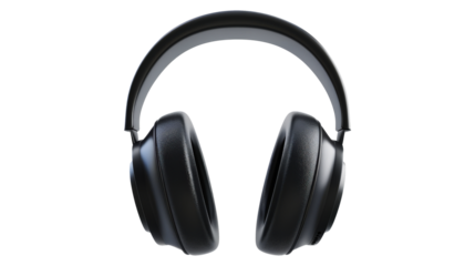 Black over-ear headphones isolated on white background