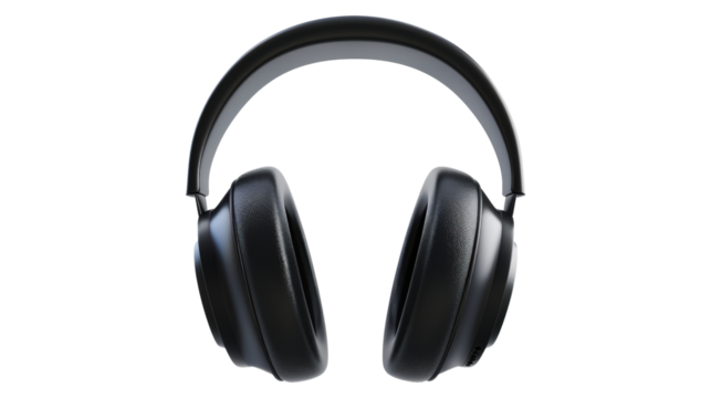 Black over-ear headphones isolated on white background