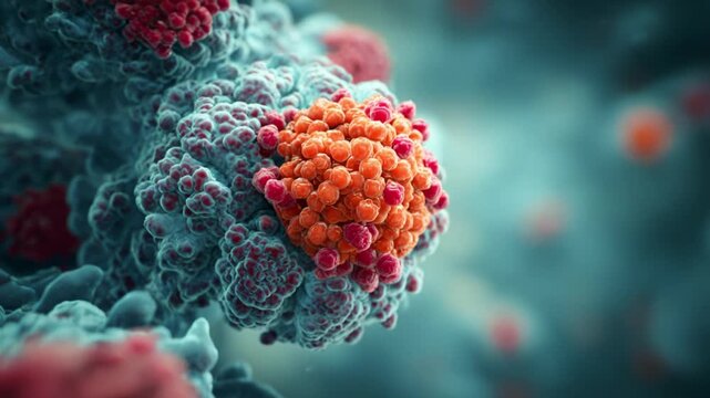 Examining Microscopic Structures: A Close-Up View of Vibrant Cellular Formations Showcasing Intricate Details and Colorful Patterns in a Scientific Context