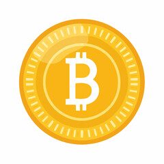 Golden Bitcoin Cryptocurrency Coin with White B Symbol.