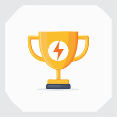 Golden Trophy with Lightning Bolt Symbol for Achievement and Success 1.