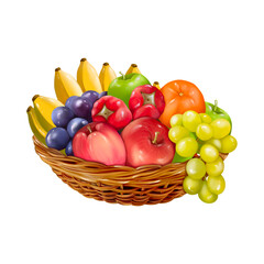 Assorted Fresh Fruit Wicker Basket