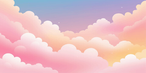 A seamless vector illustration of a bright summer cloudscape under a blue sky with sunlight and a sunny pattern