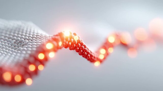 Stunning technology visualization featuring dynamic HUD with glowing loops and red spheres, creating mesmerizing wave patterns that embody innovation and creativity in modern design