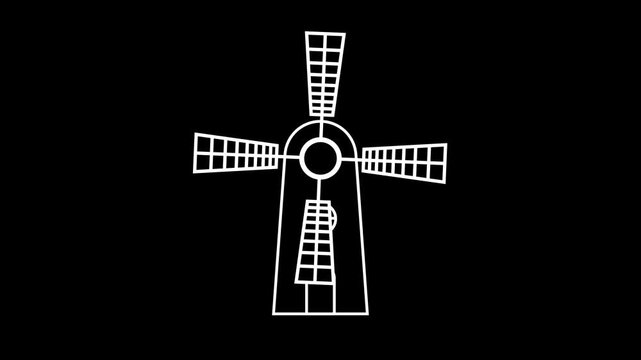 Windmill rotating, mill farm simple icons animated windmill propeller barn farm icon isolated 4k looping
