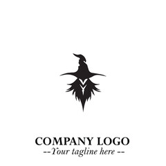 Obraz premium Mystical Black Witch Logo Symbol on White Background for Modern Magical Branding Design Effects