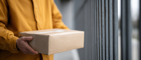 Parcel delivery courier package doorstep handover urban secure service shipping