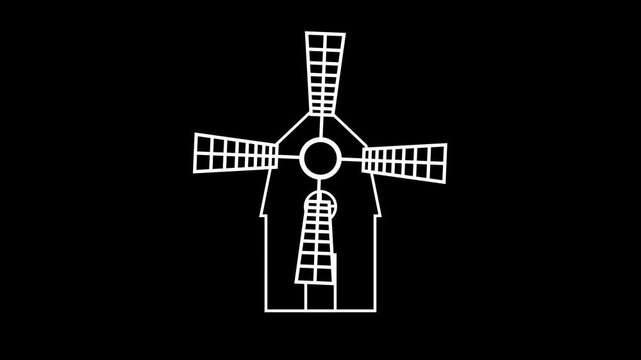 Windmill rotating, mill farm simple icons animated windmill propeller barn farm icon isolated 4k looping