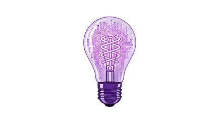 Innovative idea representation Lightbulb with a DNA strand signifying scientific thought and progress