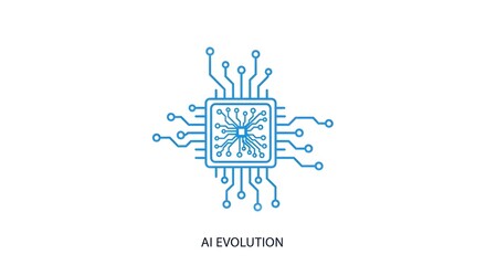 Sleek blue circuit icon depicting a powerful processor unit, essential for future-forward technology development