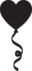 Heart-Shaped Balloon Silhouette with Curled Ribbon for Celebrations.