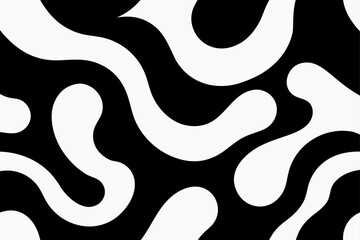 Abstract black and white organic flowing shapes design