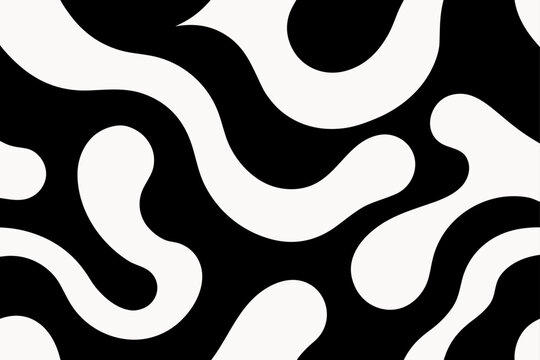 Abstract black and white organic flowing shapes design