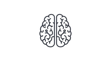 Human brain line icon representing intelligence, mind, and creative thinking process