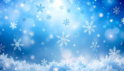 abstract winter background with snowflakes, Christmas background with heavy snowfall, snowflakes in the sky
