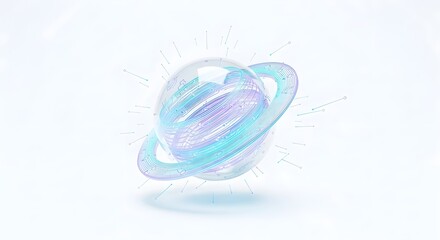 Abstract Planet Art Swirls and Rings on White