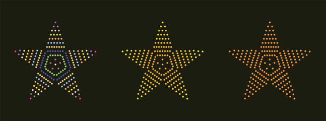 A modern luxury star illustration created with golden dotted patterns on a clean black background. This elegant geometric star design features glowing circular dots that form a premium and decorative 