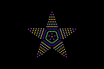 A modern luxury star illustration created with golden dotted patterns on a clean black background. This elegant geometric star design features glowing circular dots that form a premium and decorative 