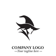 Mystical Black Witch Logo Symbol on White Background for Modern Magical Branding Design Effects
