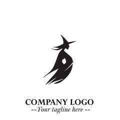 Mystical Black Witch Logo Symbol on White Background for Modern Magical Branding Design Effects