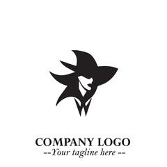 Mystical Black Witch Logo Symbol on White Background for Modern Magical Branding Design Effects